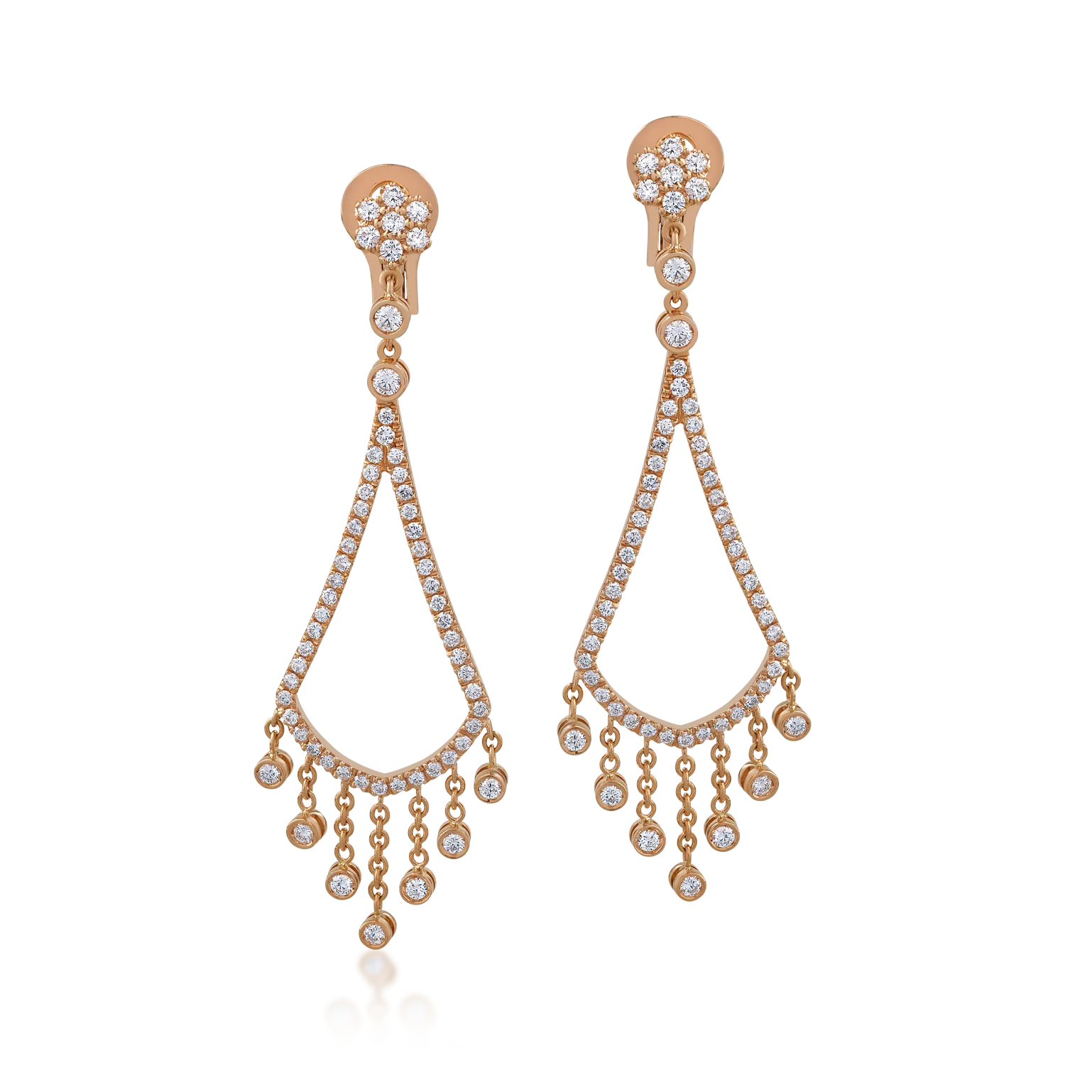 18K rose gold earrings with 1.91ct diamonds