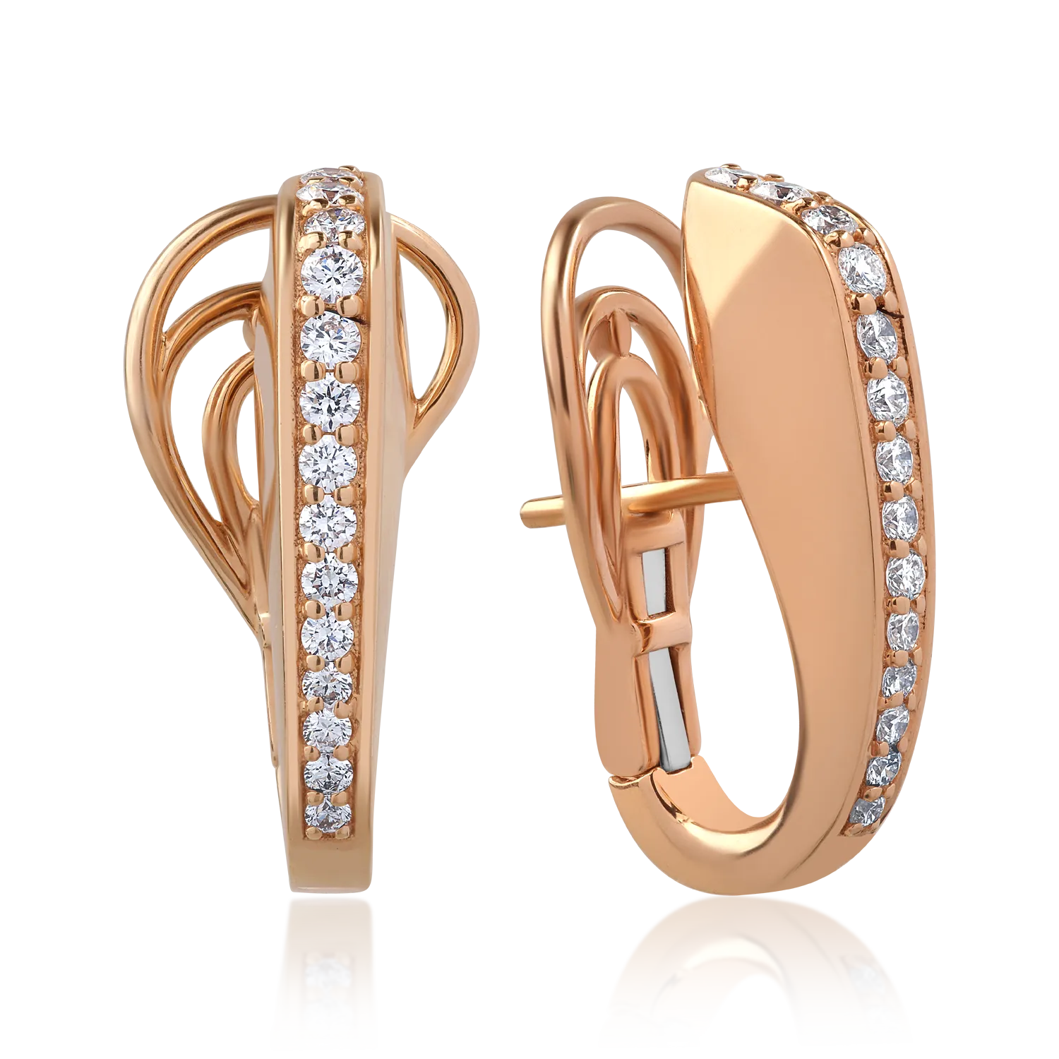 18K rose gold earrings with 0.64ct diamonds