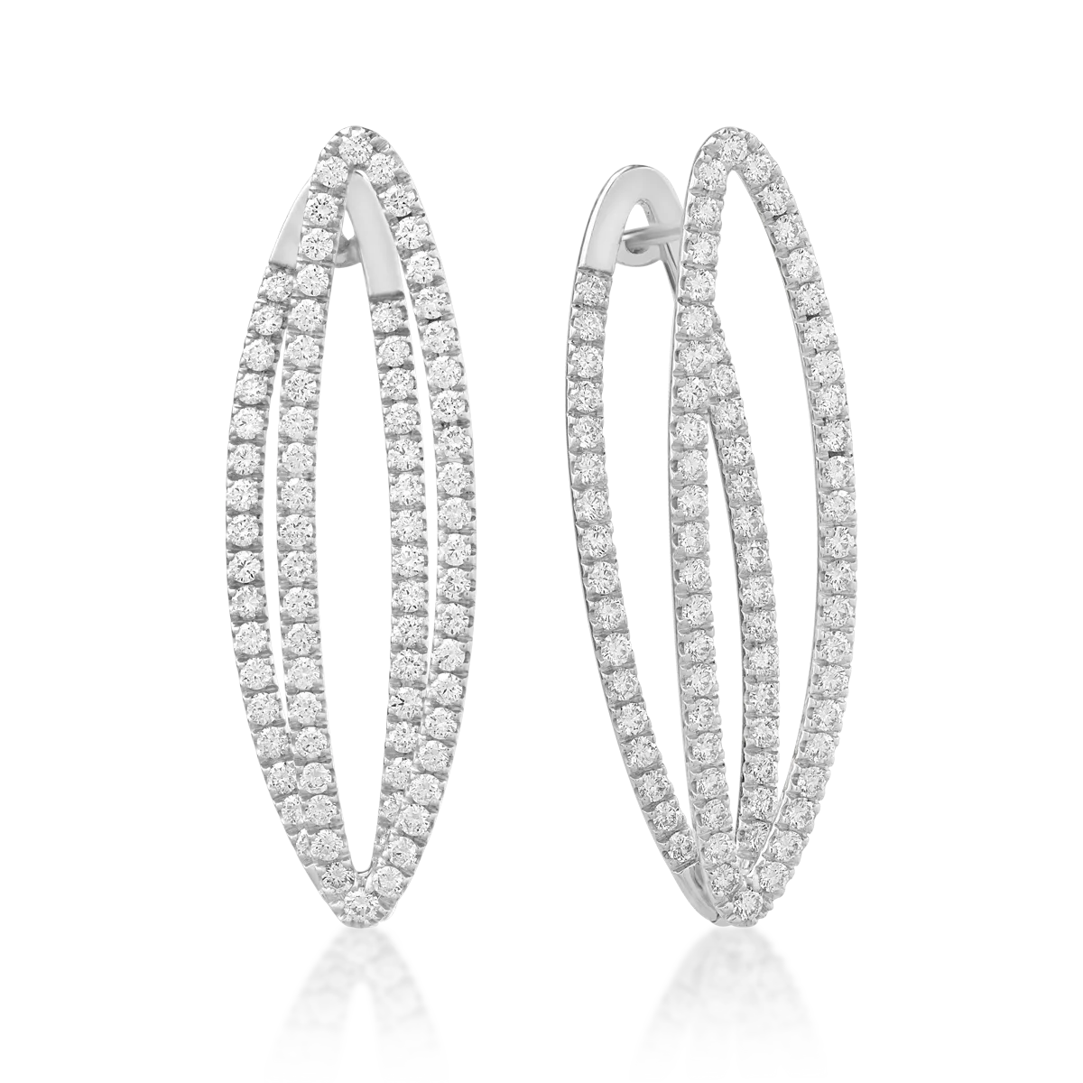 Teilor Cercei din aur alb cu diamante de 2.2ct