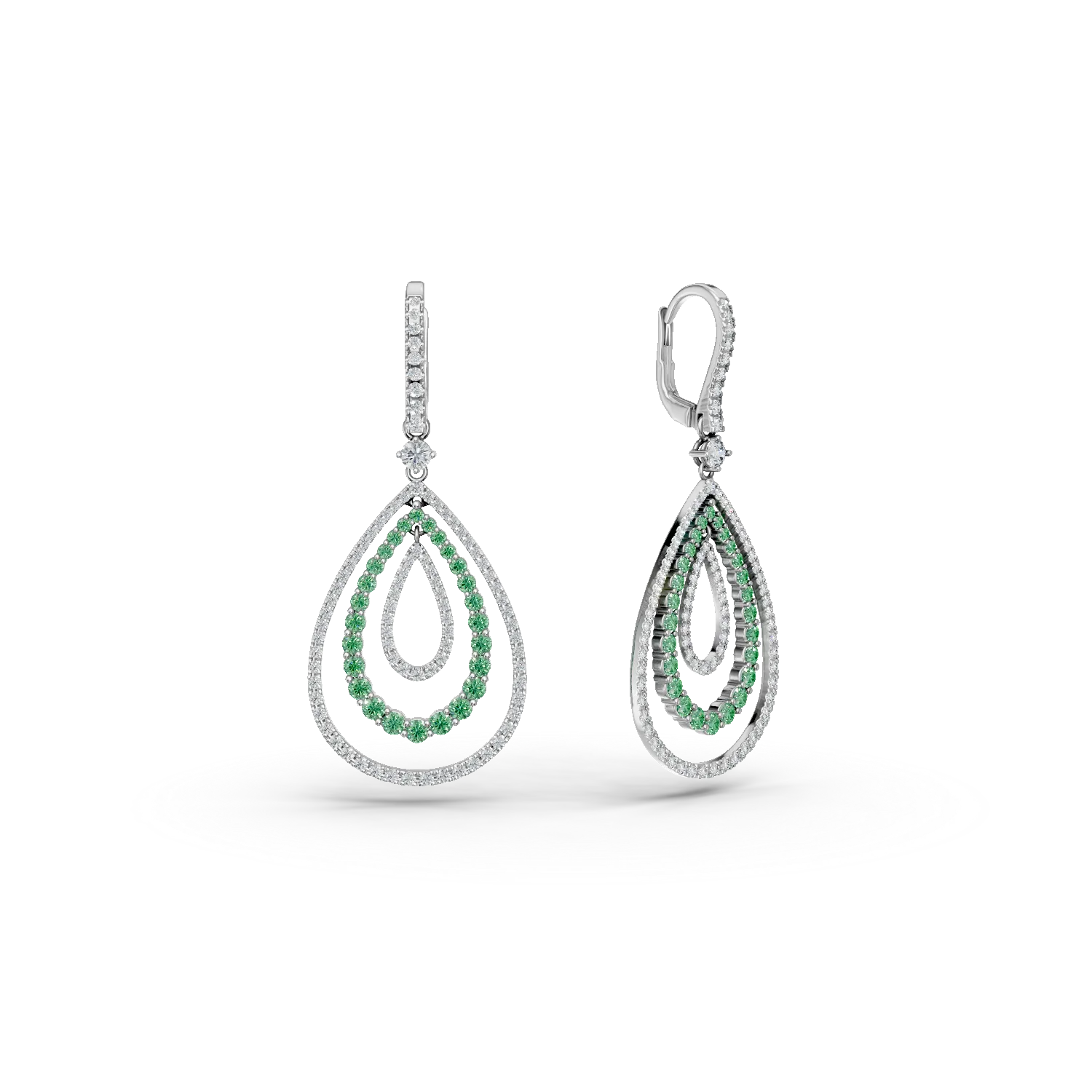 Cercei din aur alb cu pietre pretioase de 3.39ct