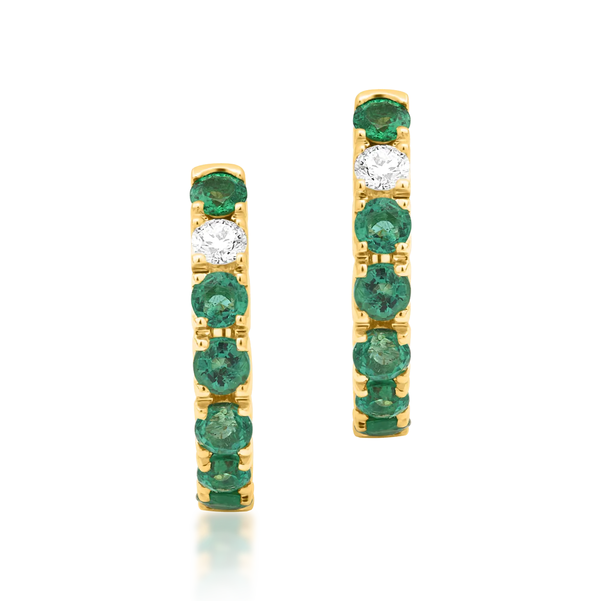 18K yellow gold earrings with 0.7ct emeralds and 0.1ct diamonds