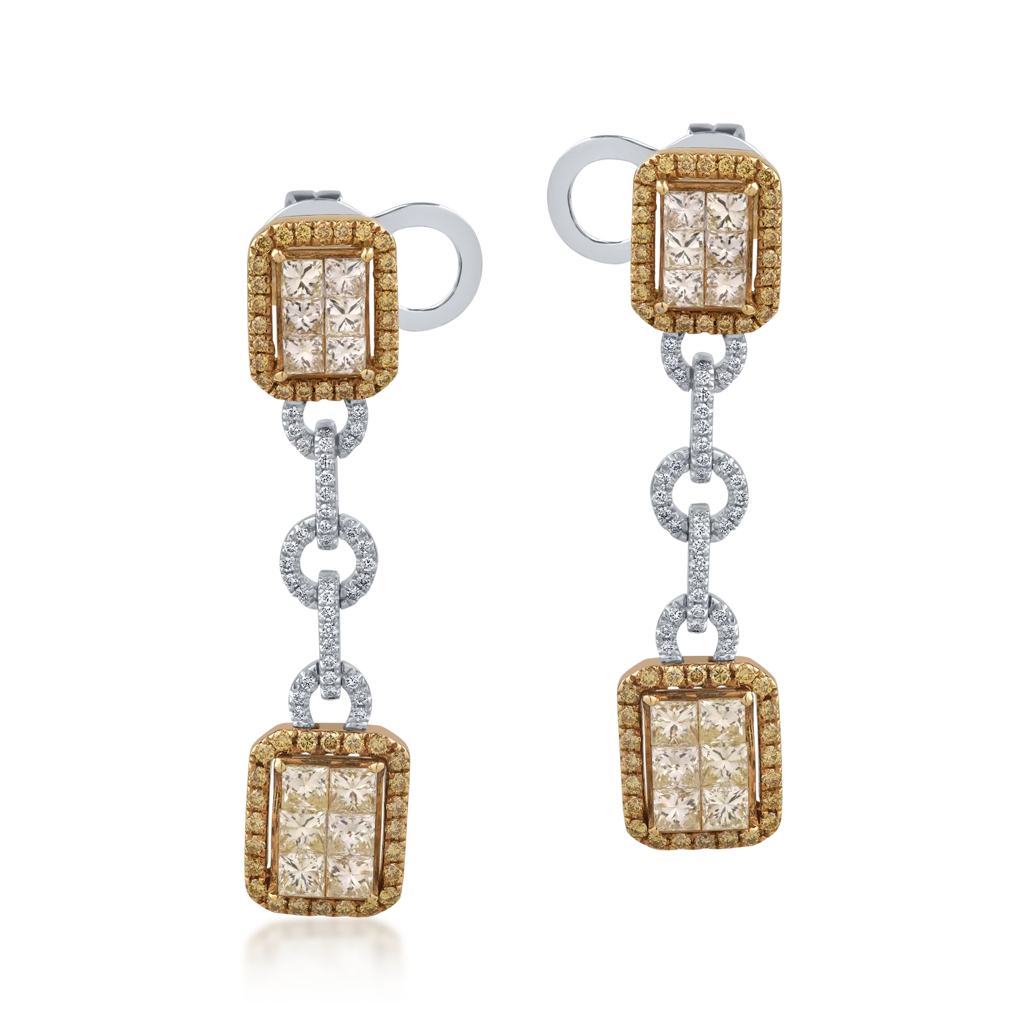 18K yellow-white gold earrings with 2.91ct diamonds