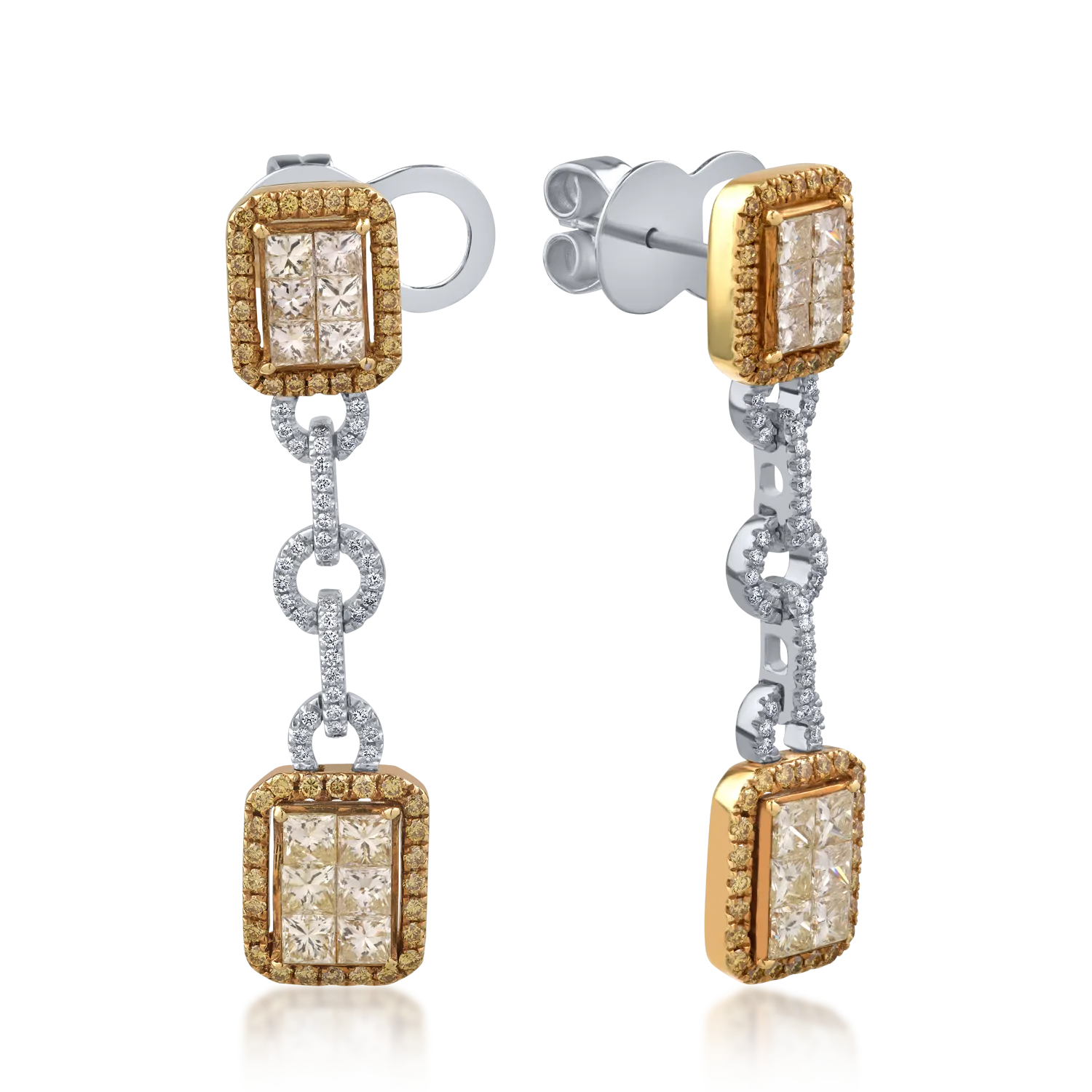 18K yellow-white gold earrings with 2.91ct diamonds