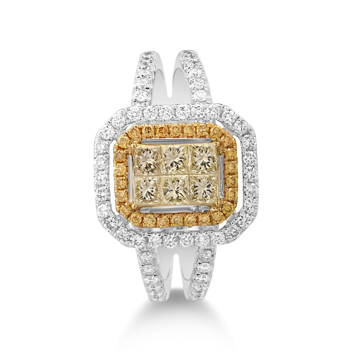 18K yellow-white gold ring with 1.15ct diamonds