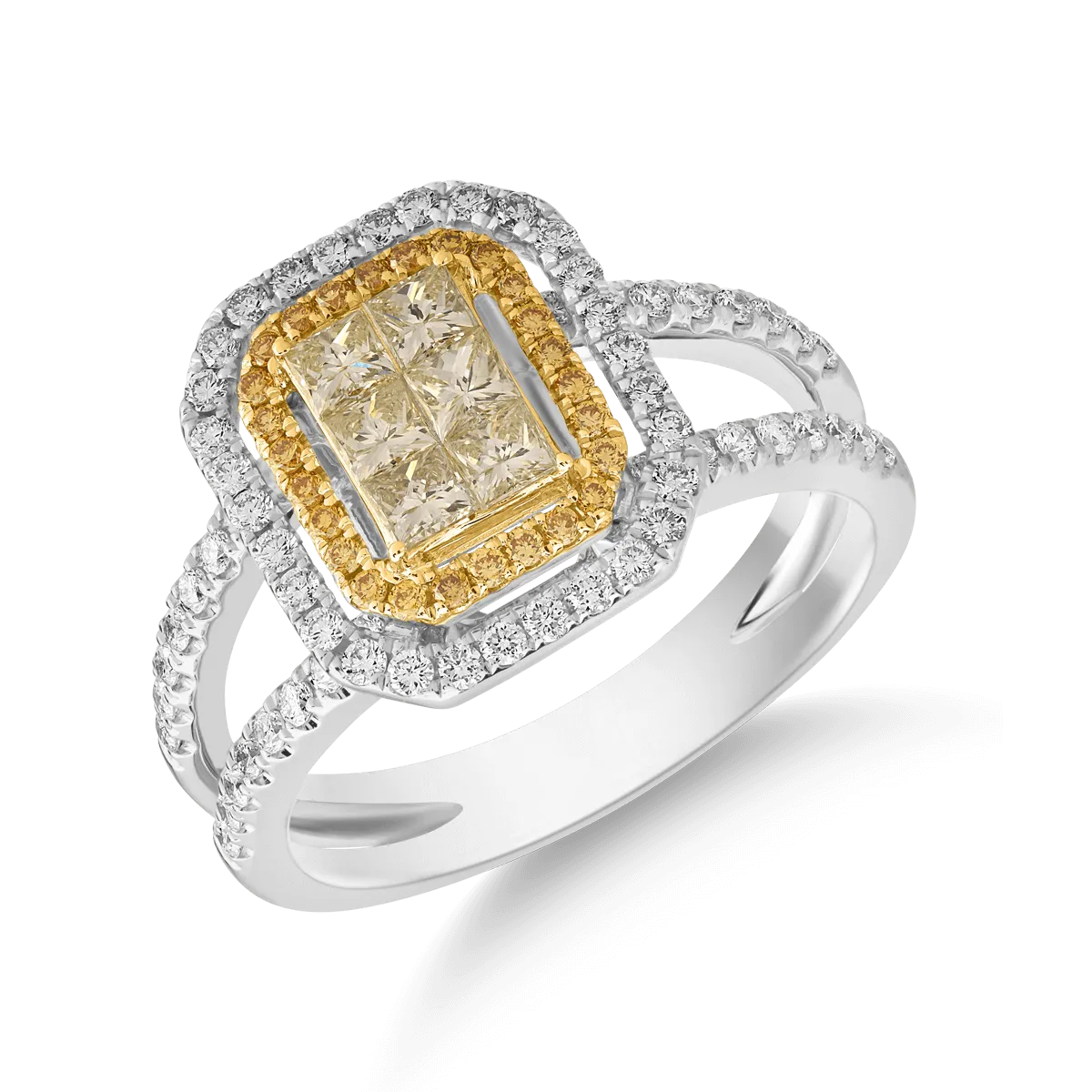 White-yellow gold ring with 1.06ct diamonds