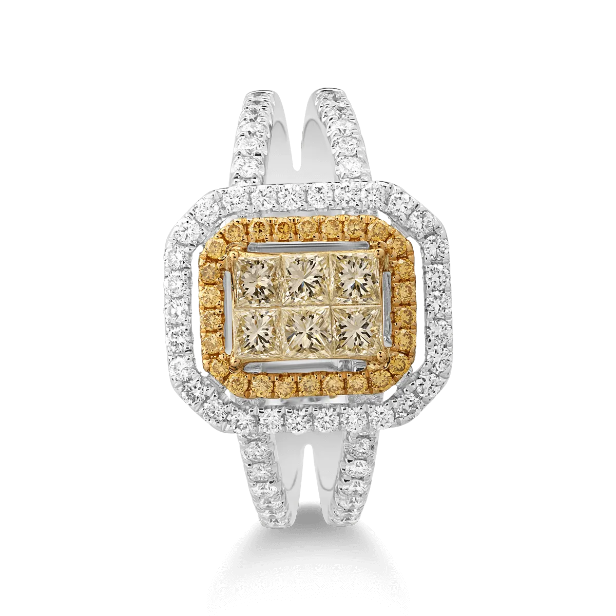 White-yellow gold ring with 1.05ct diamonds