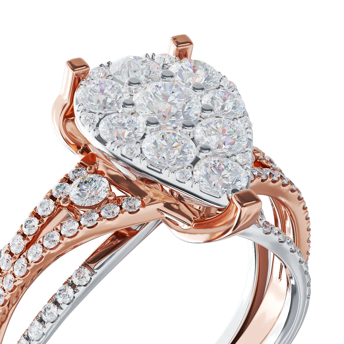 18K white-rose gold engagement ring with 0.95ct diamonds