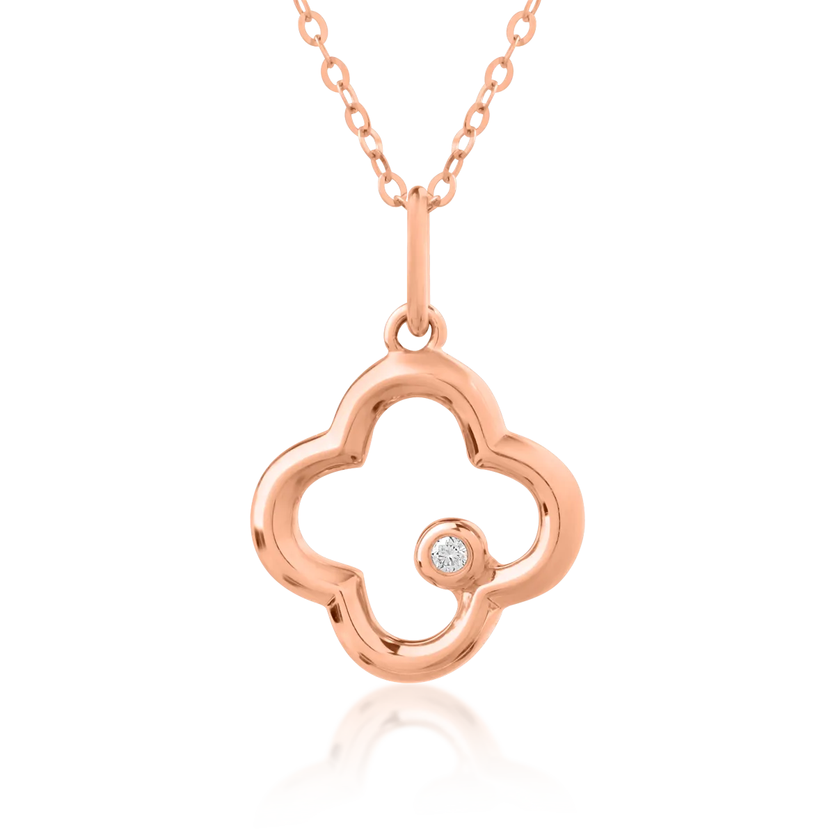 18K rose gold pendant necklace with 0.009ct diamond