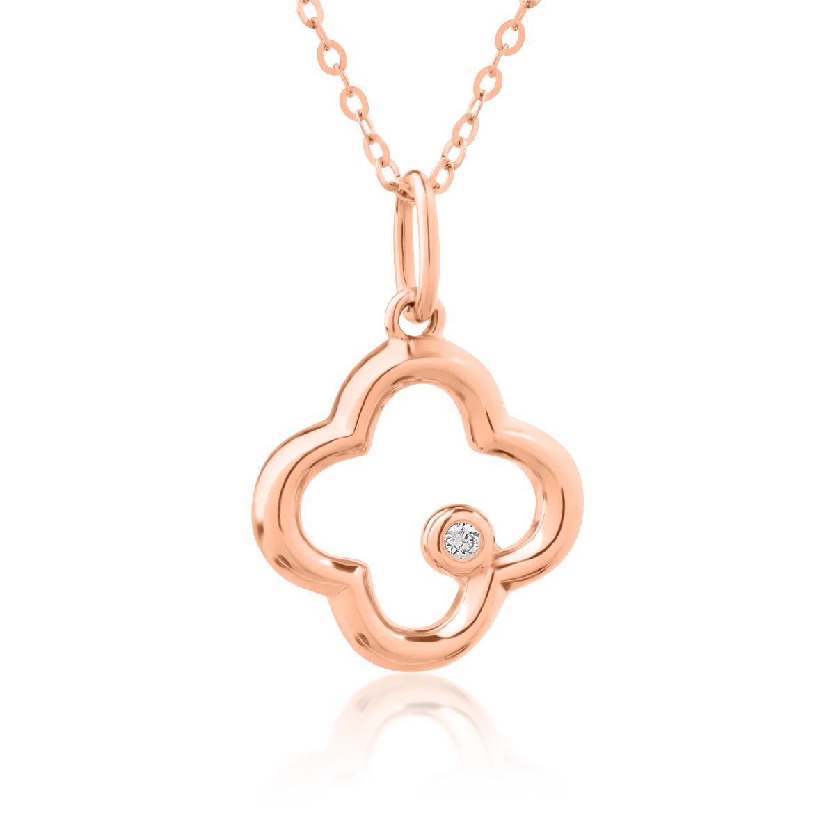 18K rose gold pendant necklace with 0.009ct diamond