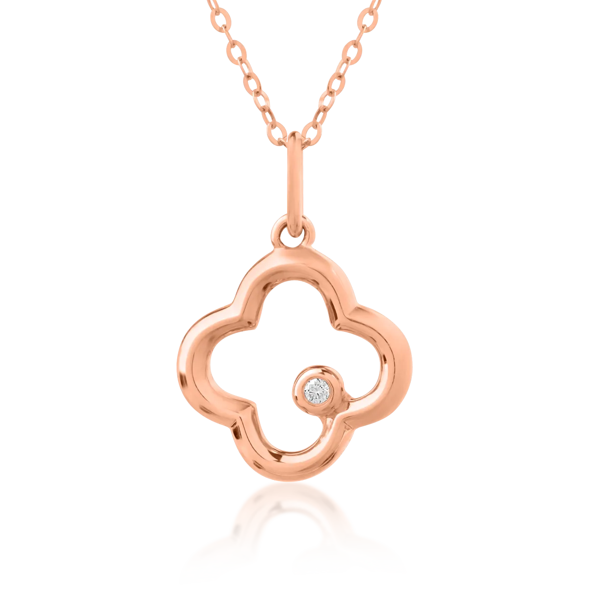 18K rose gold pendant necklace with 0.009ct diamond-121908