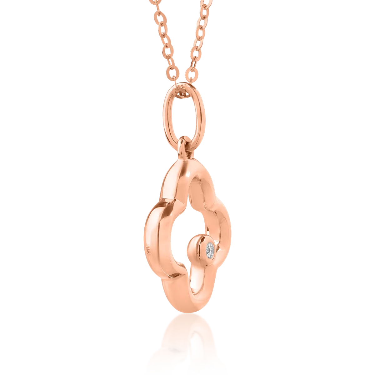 18K rose gold pendant necklace with 0.009ct diamond
