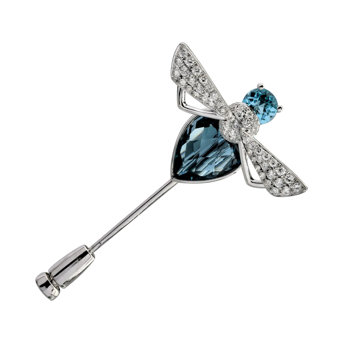 Fehérarany bross 6.1ct drágakövekkel és féldrágakövekkel-121924