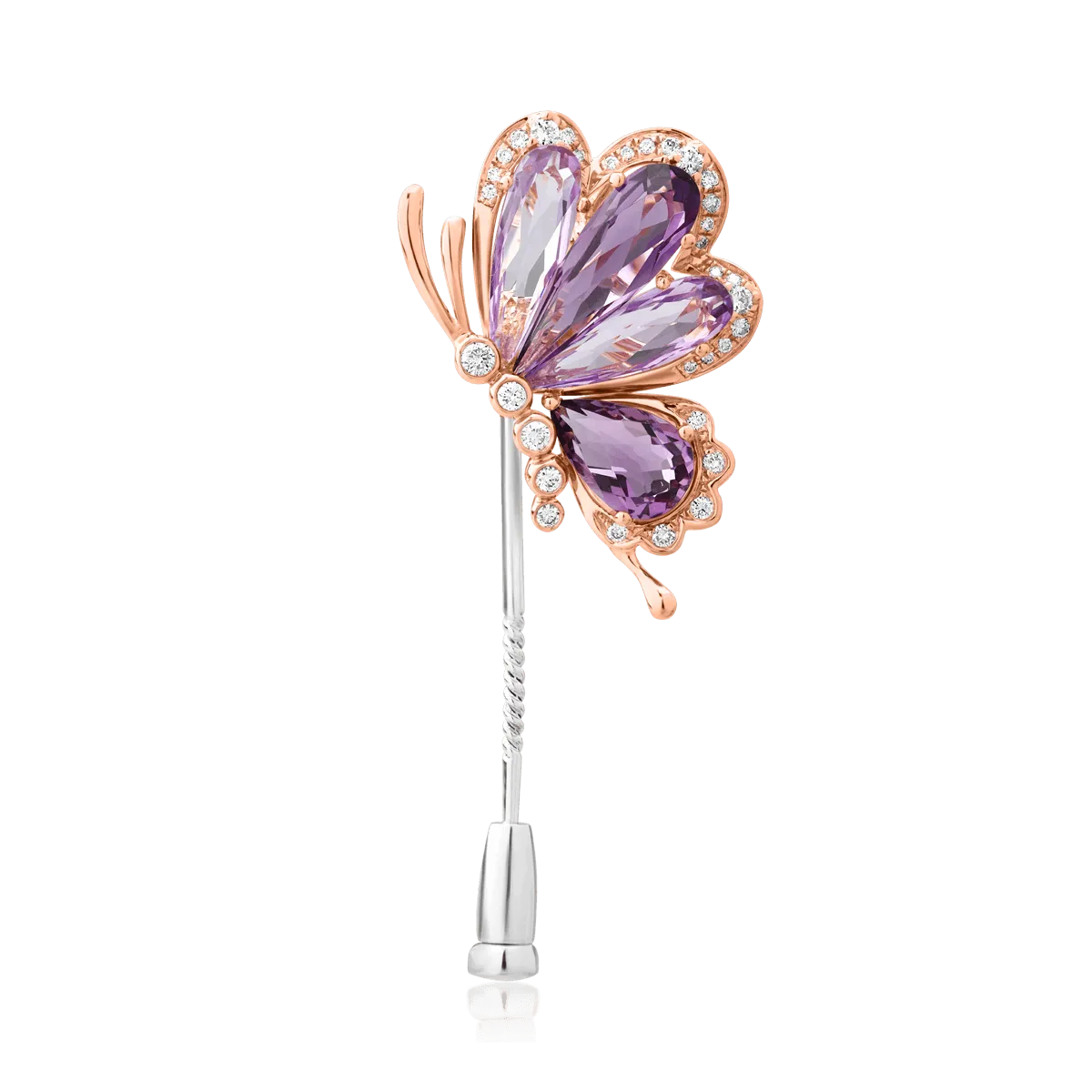 18K rose gold brooch with 6.8ct precious and semi-precious stones