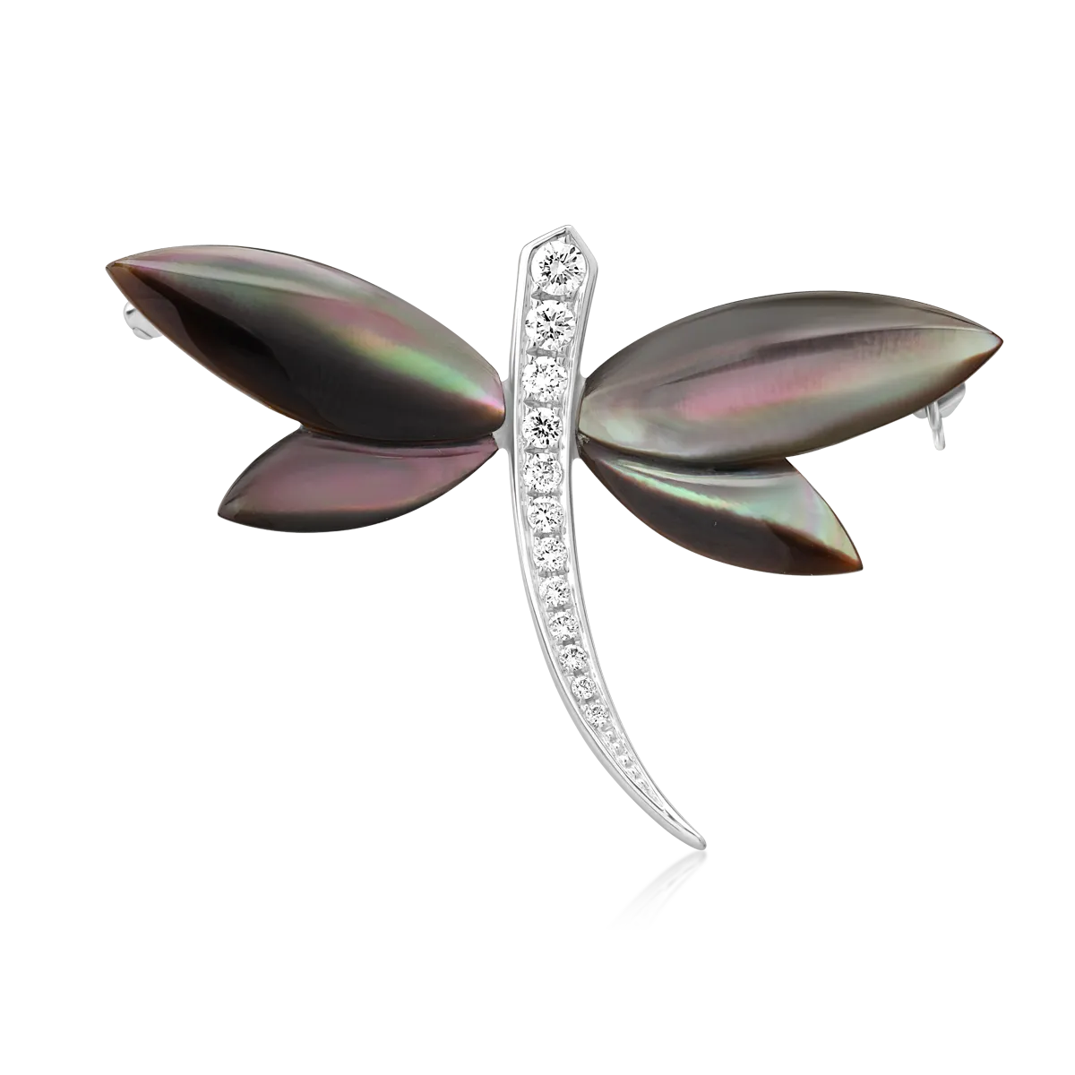 18K white gold brooch with 5.3ct pearl and 0.23ct diamonds