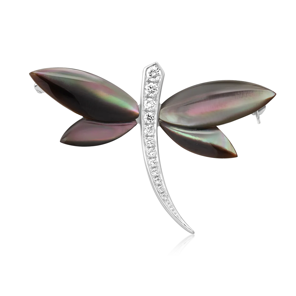 Brosa din aur alb de 18K cu sidef de 5.3ct si diamante de 0.23ct-121941