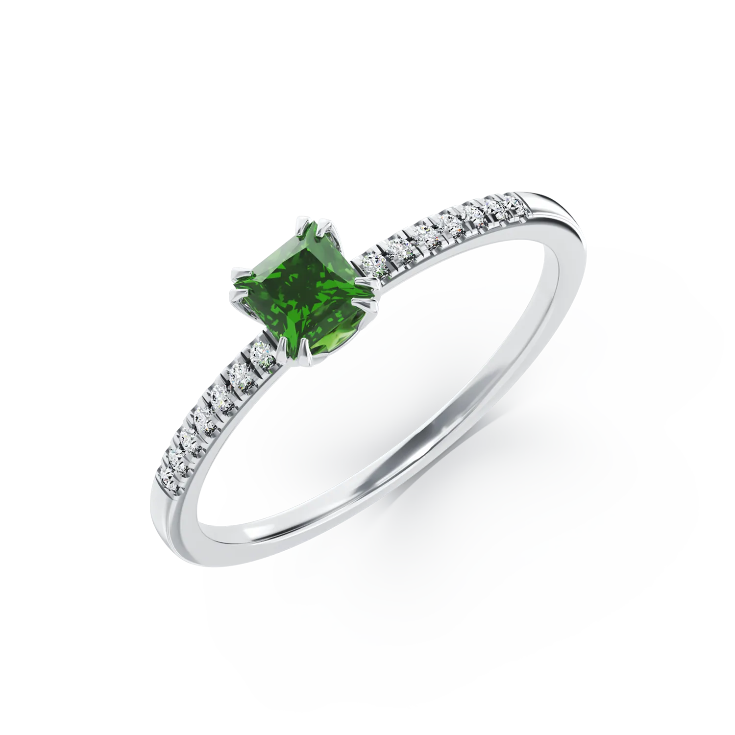 Pierścionek zaręczynowy z 18-karatowego białego złota z 0,42-karatowym chromem i 0,05-karatowymi diamentami
