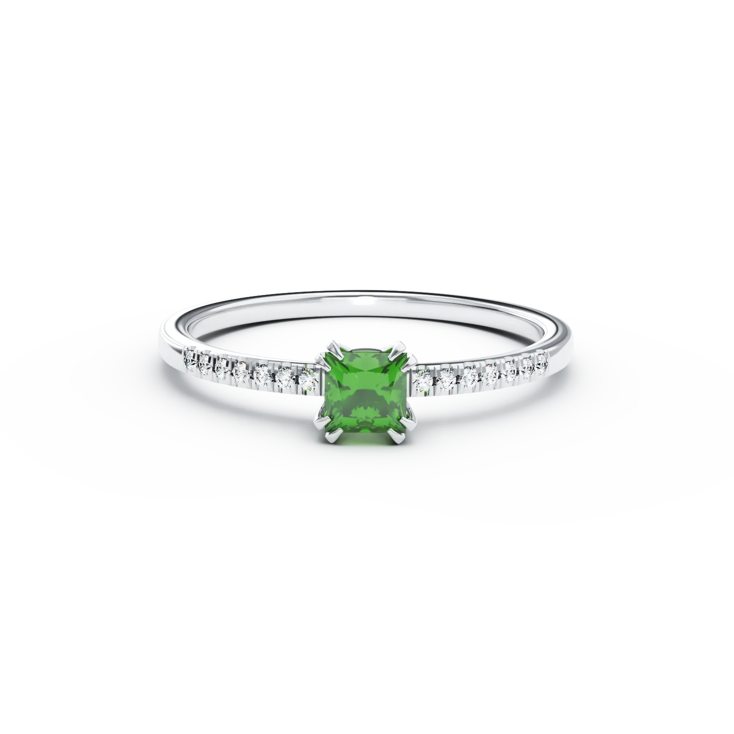 Годежен пръстен от 18 карата бяло злато с 0,42 карата хромирани и 0,05 карата диаманти