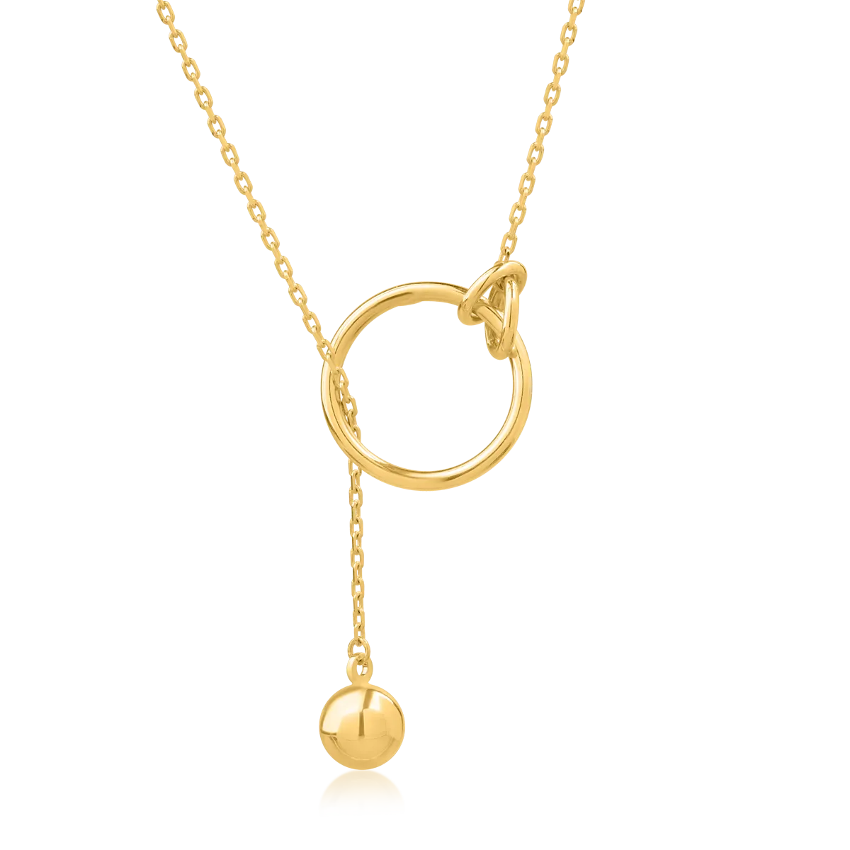 14K yellow gold asymmetrical necklace with circle