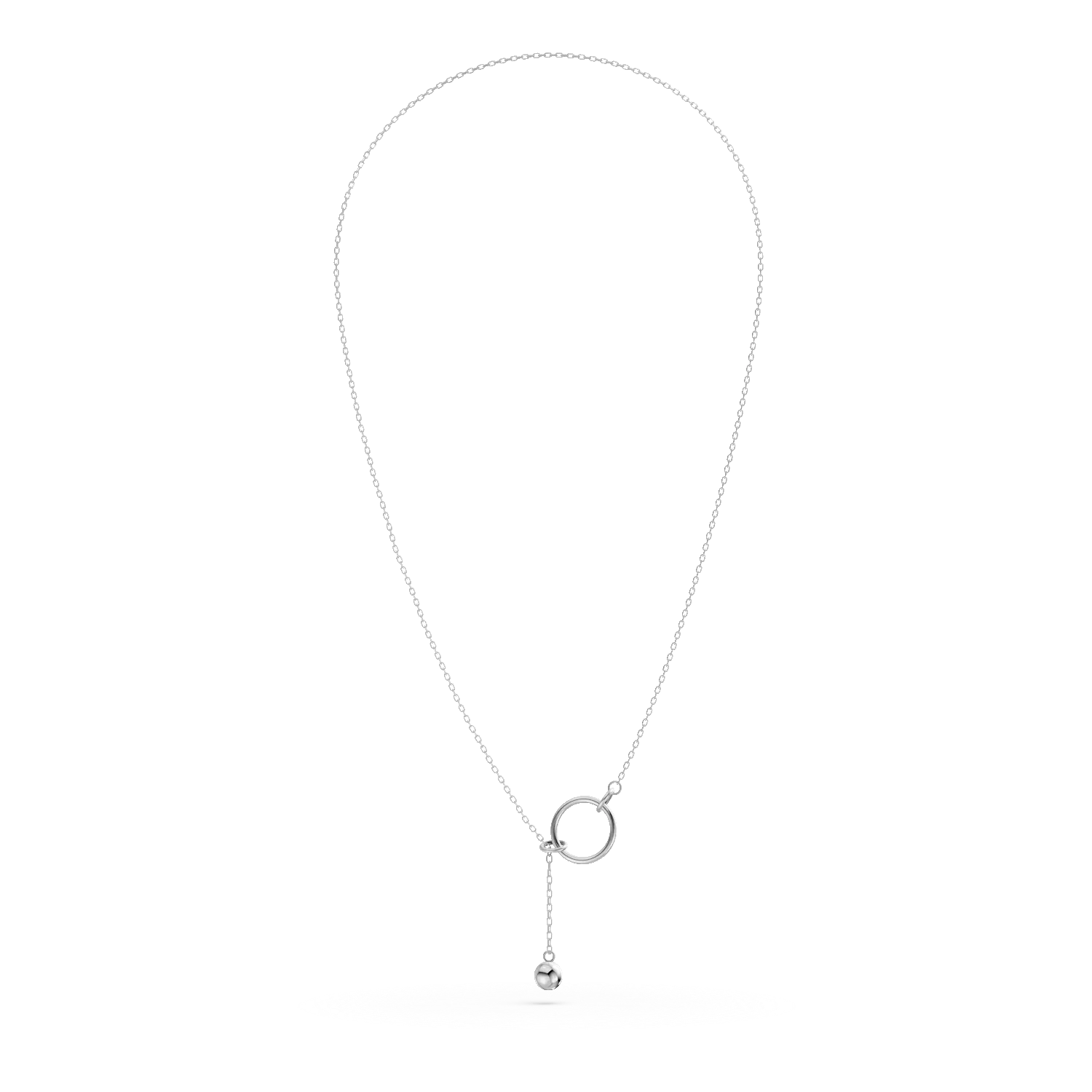 14K white gold asymmetric necklace with circle