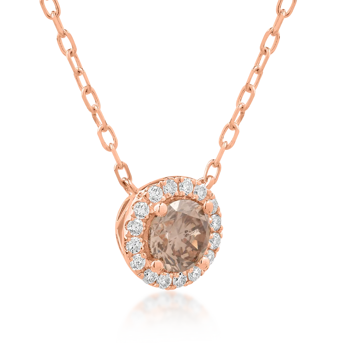 18K rose gold pendant necklace with brown diamonds of 0.51ct and clear diamonds of 0.08ct