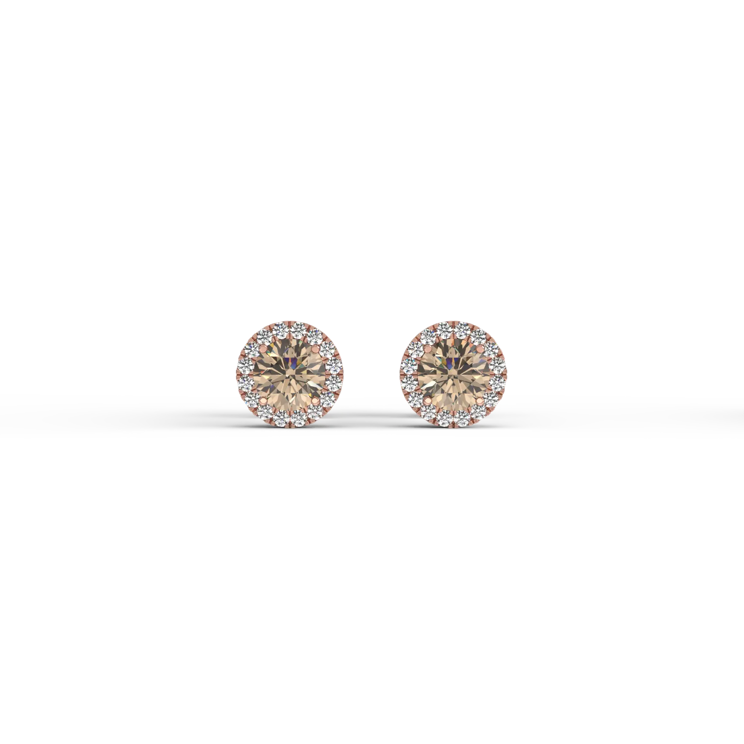 Cercei din aur roz de 18K cu diamante maro de 0.61ct si diamante transparente de 0.11ct-122105