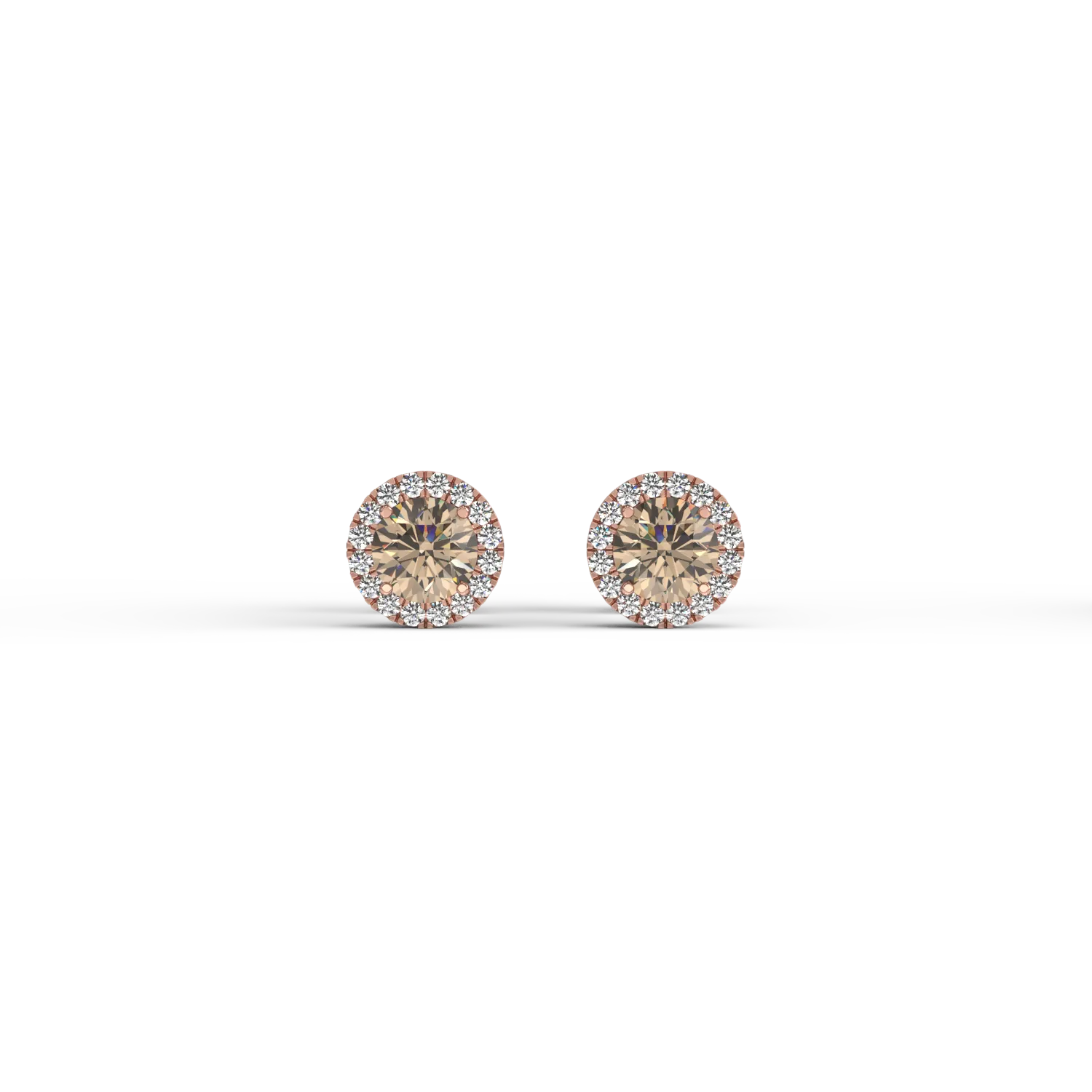 Cercei din aur roz de 18K cu diamante maro de 1.03ct si diamante transparente de 0.16ct