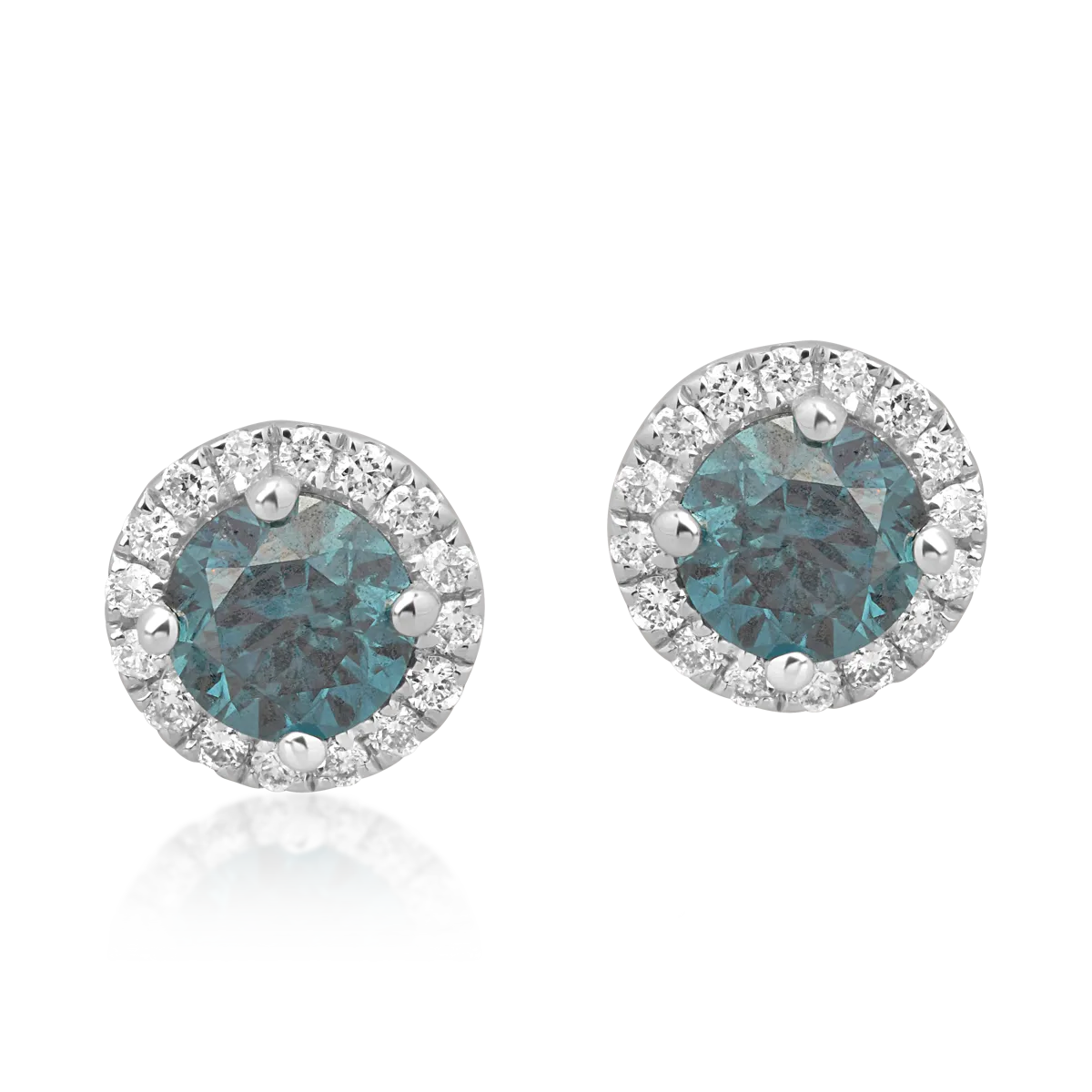 Kolczyki z 18K białego złota z 0.61ct niebieskimi diamentami i 0.1ct diamentami