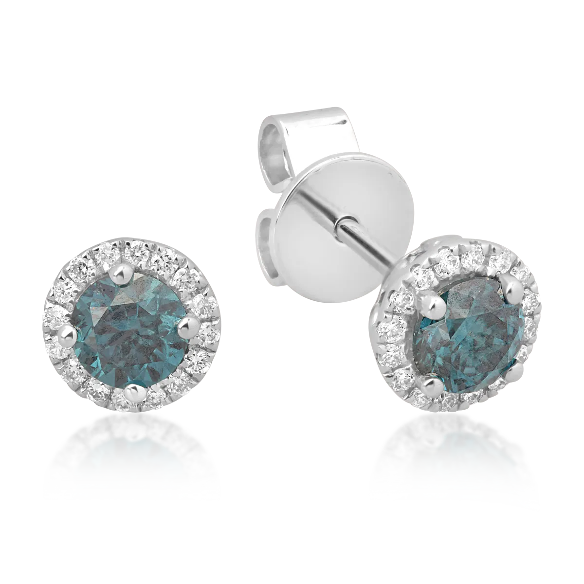 18K fehérarany fülbevaló 0.61kt kék gyémántokkal és 0.1kt tiszta gyémántokkal
