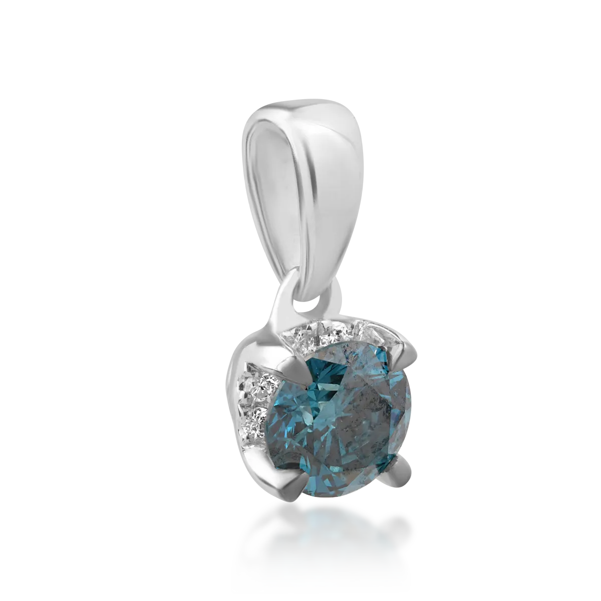 18K white gold pendant with 0.51ct blue diamond and 0.05ct diamonds
