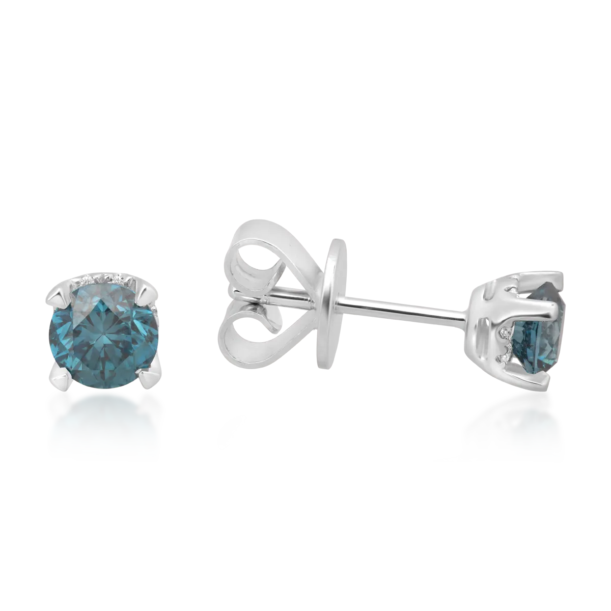 Обеци от 18K бяло злато със сини диаманти 0.6ct и бели диаманти 0.08ct