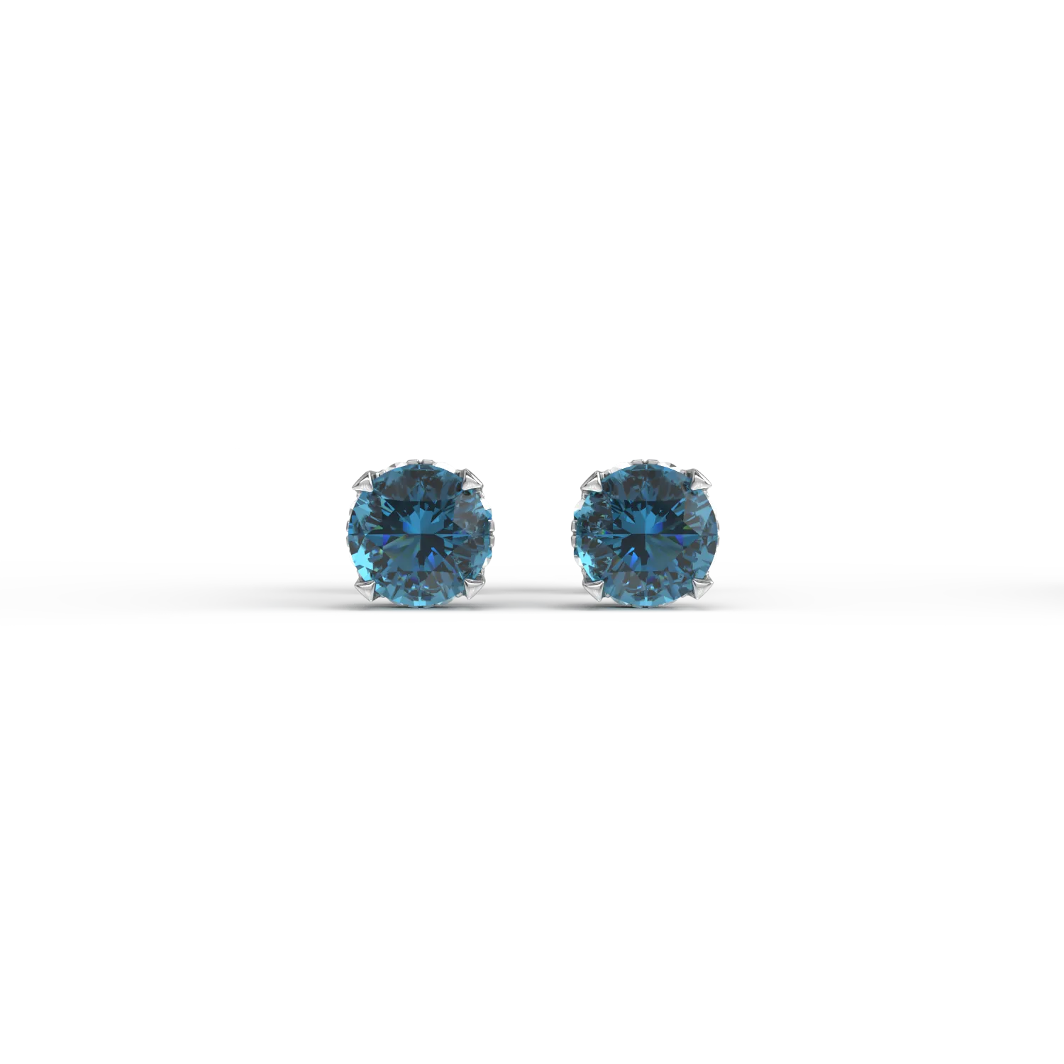 18K white gold earrings with blue diamonds of 0.79ct and clear diamonds of 0.08ct