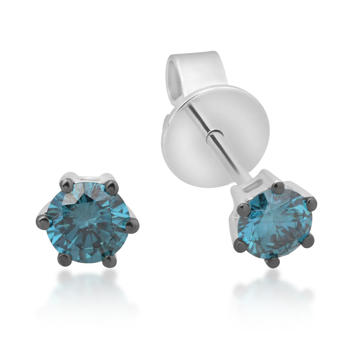 Cercei din aur alb cu diamante albastre de 0.6ct