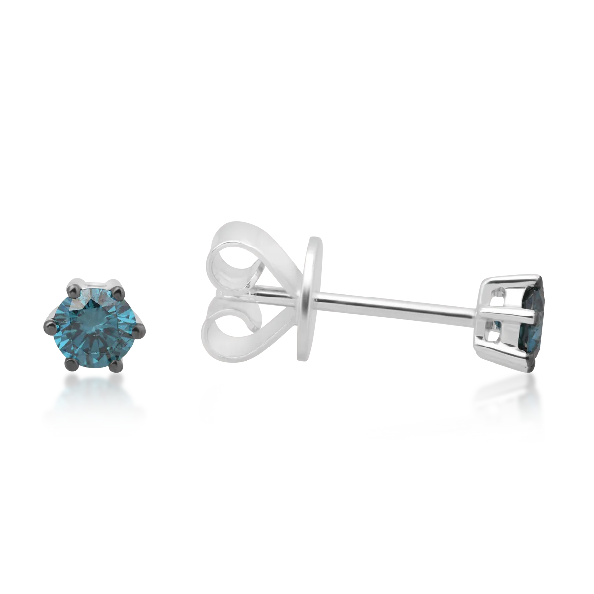 Cercei din aur alb cu diamante albastre de 0.6ct
