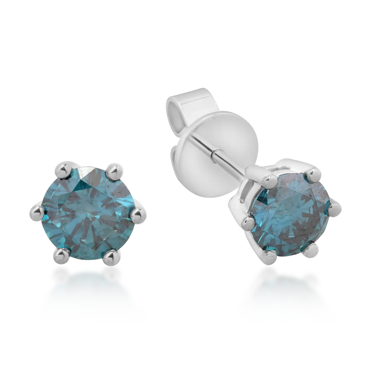 Обеци от 18K бяло злато с 0.8ct сини диаманти