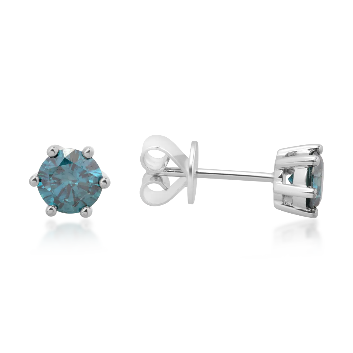 Обеци от 18K бяло злато с 0.8ct сини диаманти