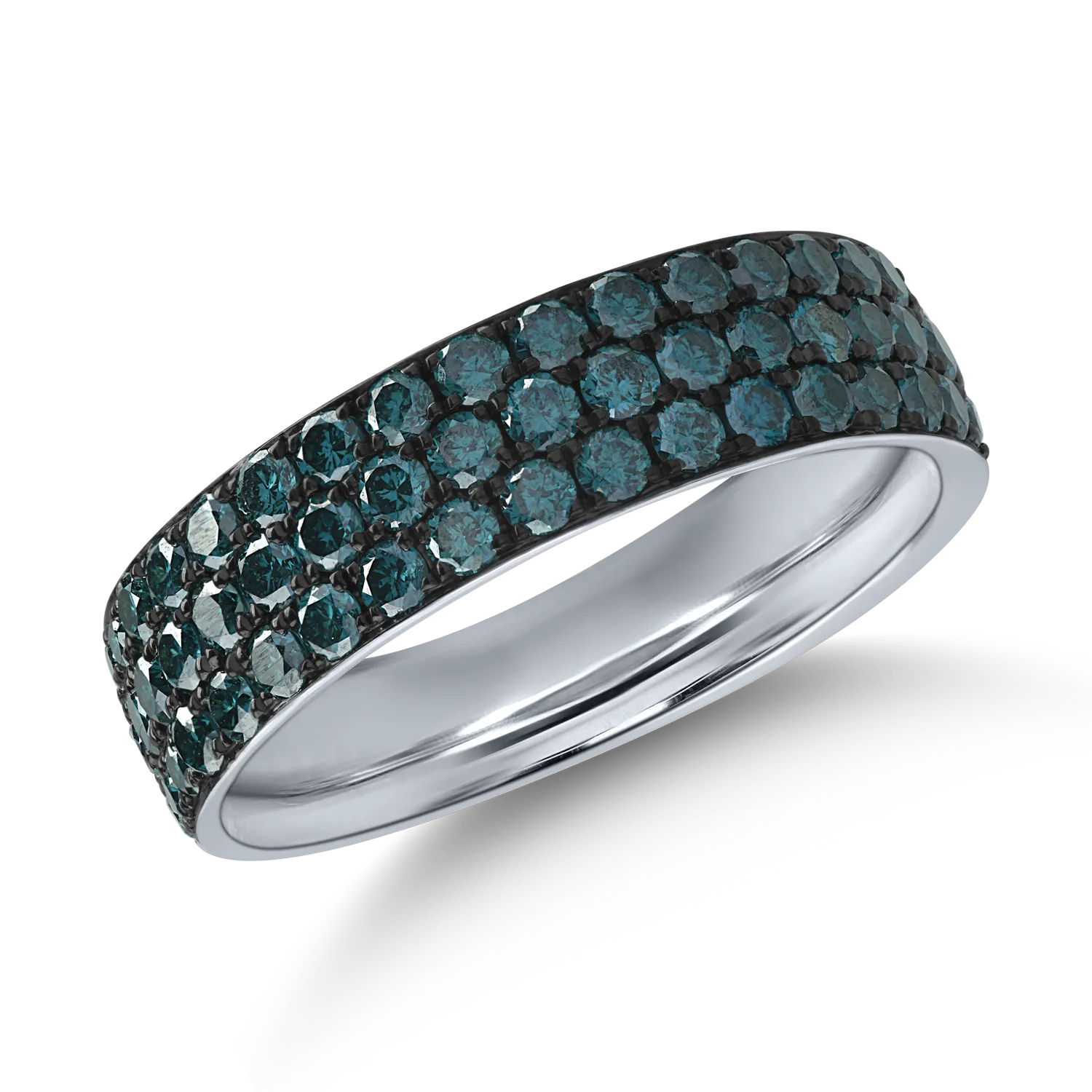 Half eternity ring in white gold with 0.9ct blue diamonds