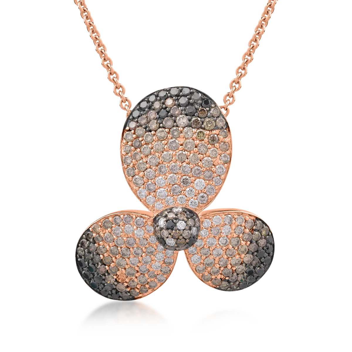 18K rose gold pendant necklace with 3.44ct colored diamonds