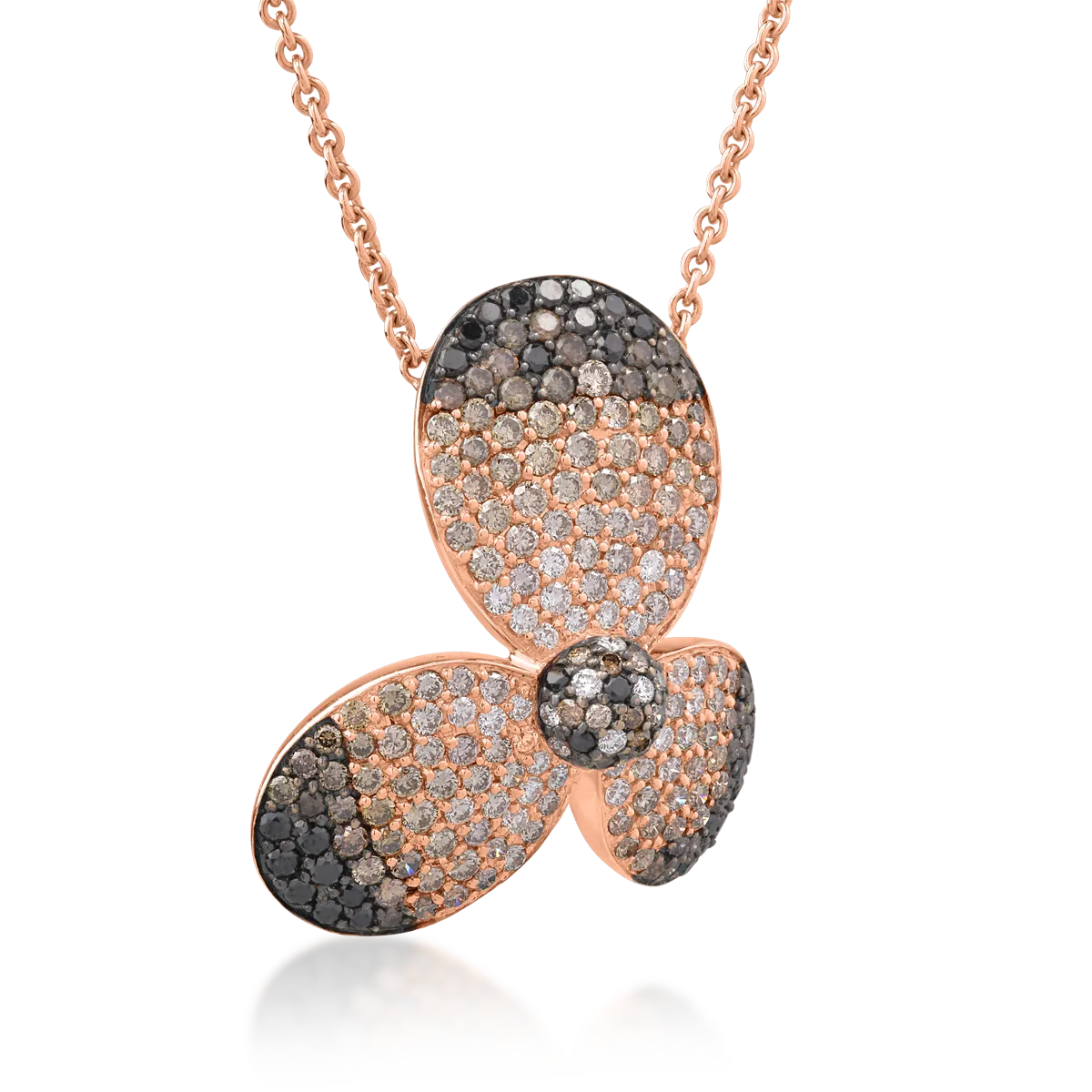 18K rose gold pendant necklace with 3.44ct colored diamonds