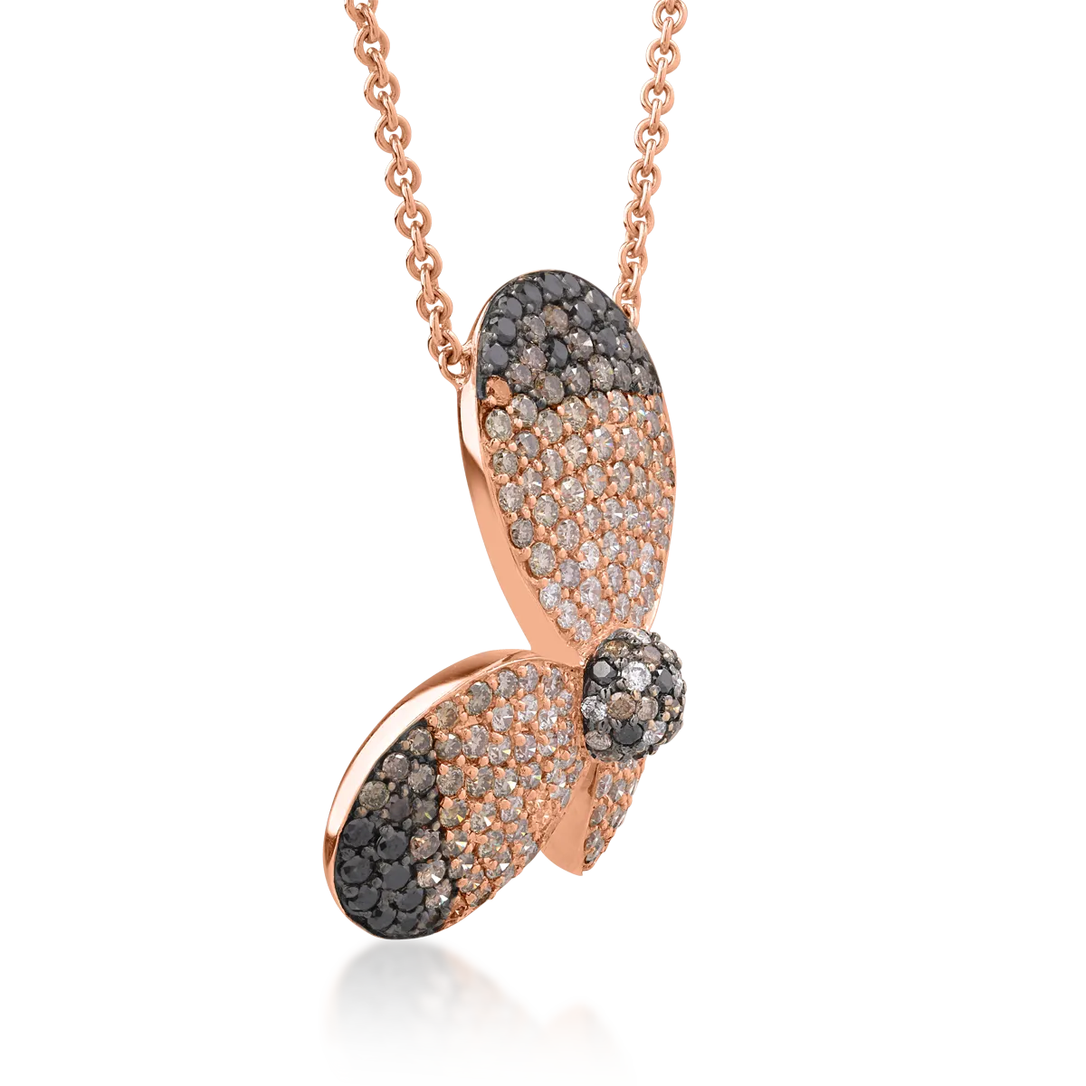 18K rose gold pendant necklace with 3.44ct colored diamonds