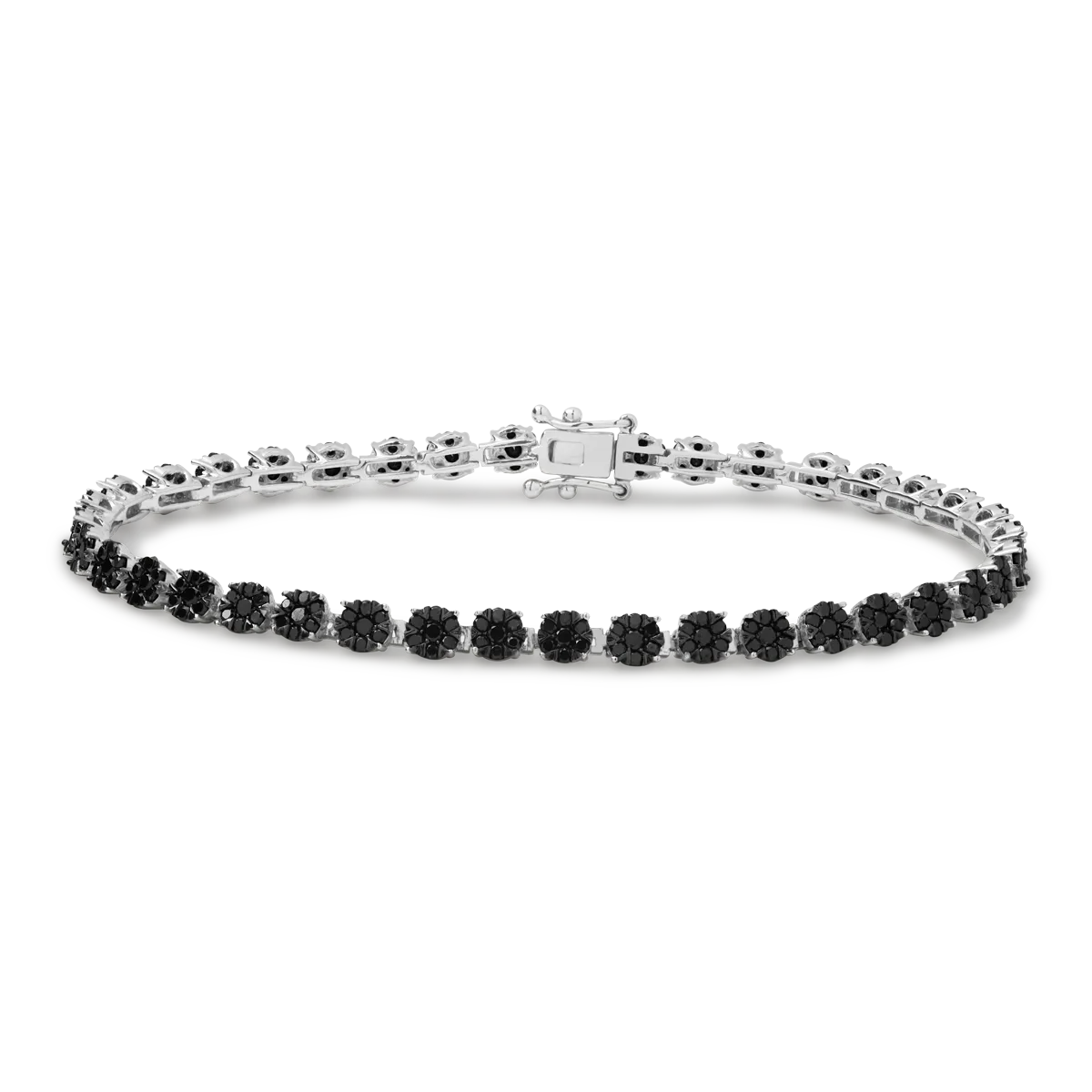 Bratara tennis din aur alb cu diamante negre de 3.204ct