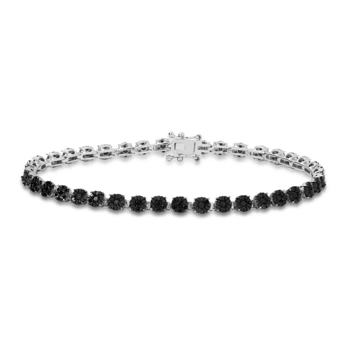 Bratara tennis din aur alb cu diamante negre de 2.265ct