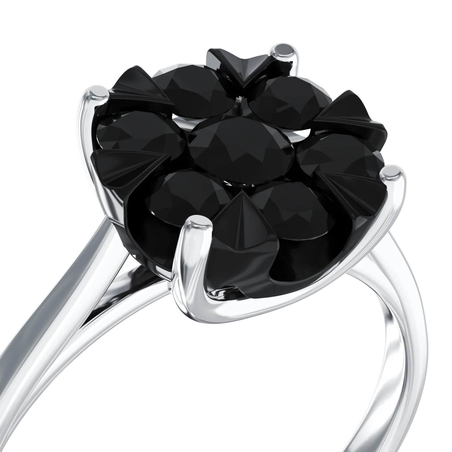 Годежен пръстен от 18K бяло злато с 0.6ct черни диаманти
