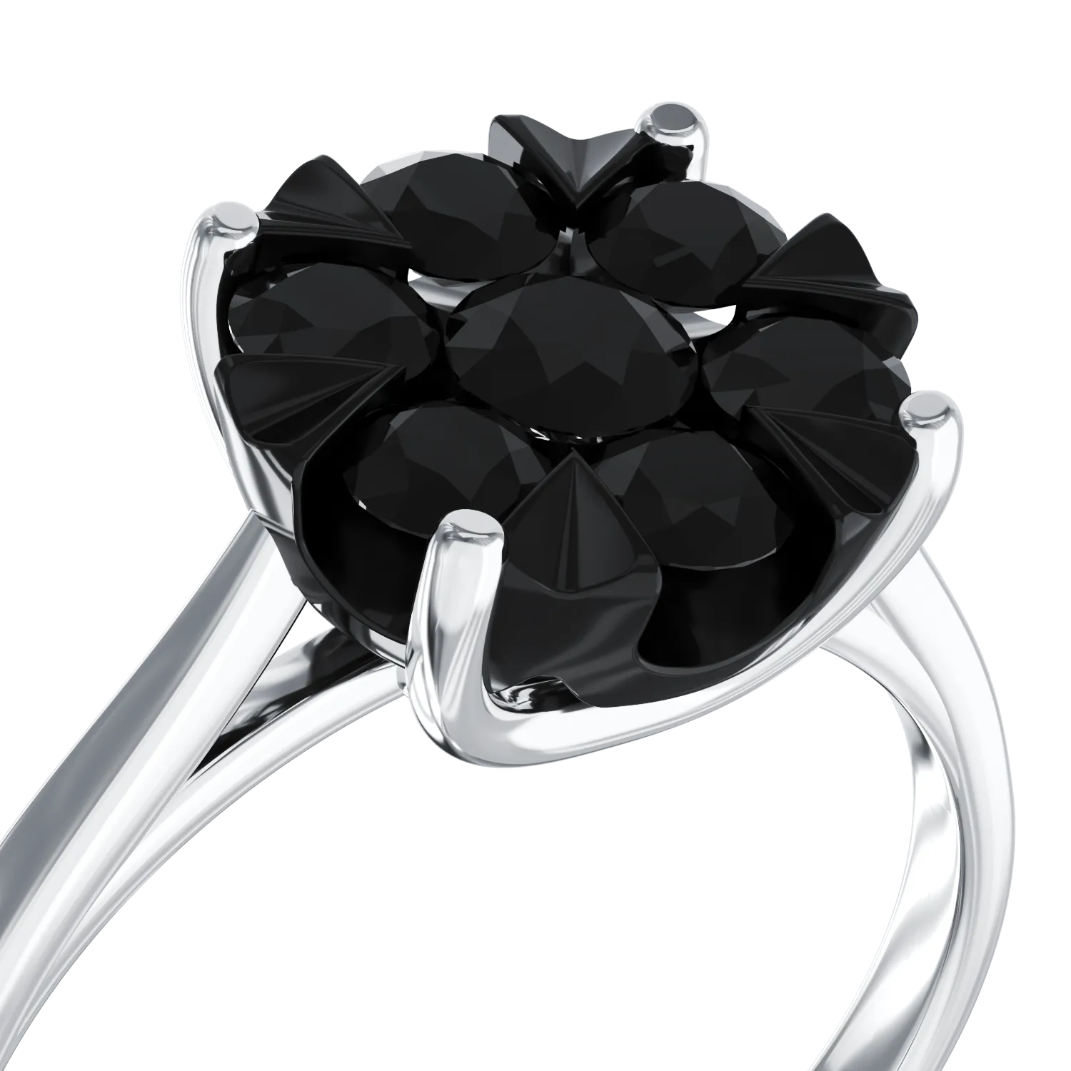 Inel de logodna din aur alb de 18K cu diamante negre de 0.6ct