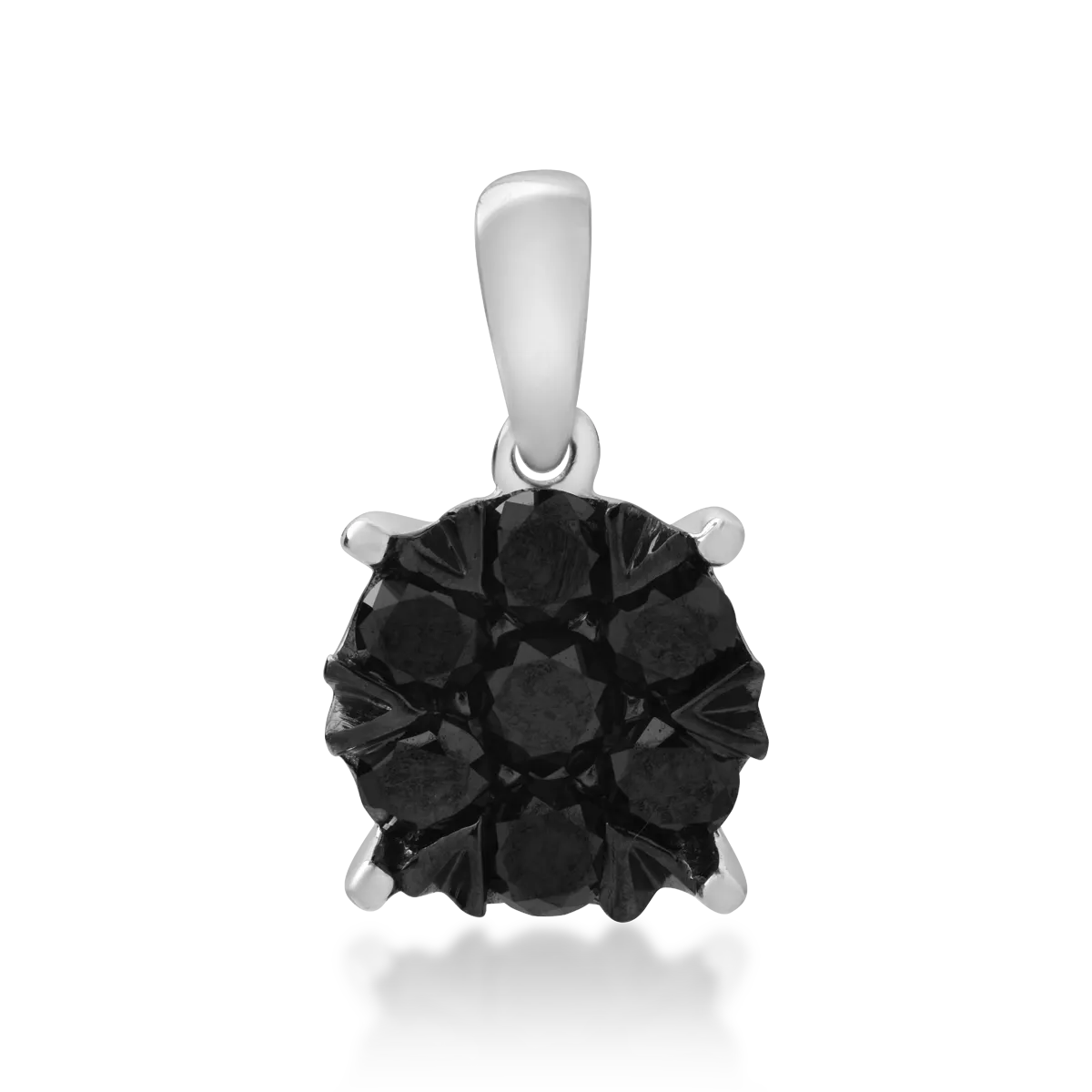 18K бял златен медальон с черни диаманти от 0.594ct-122187