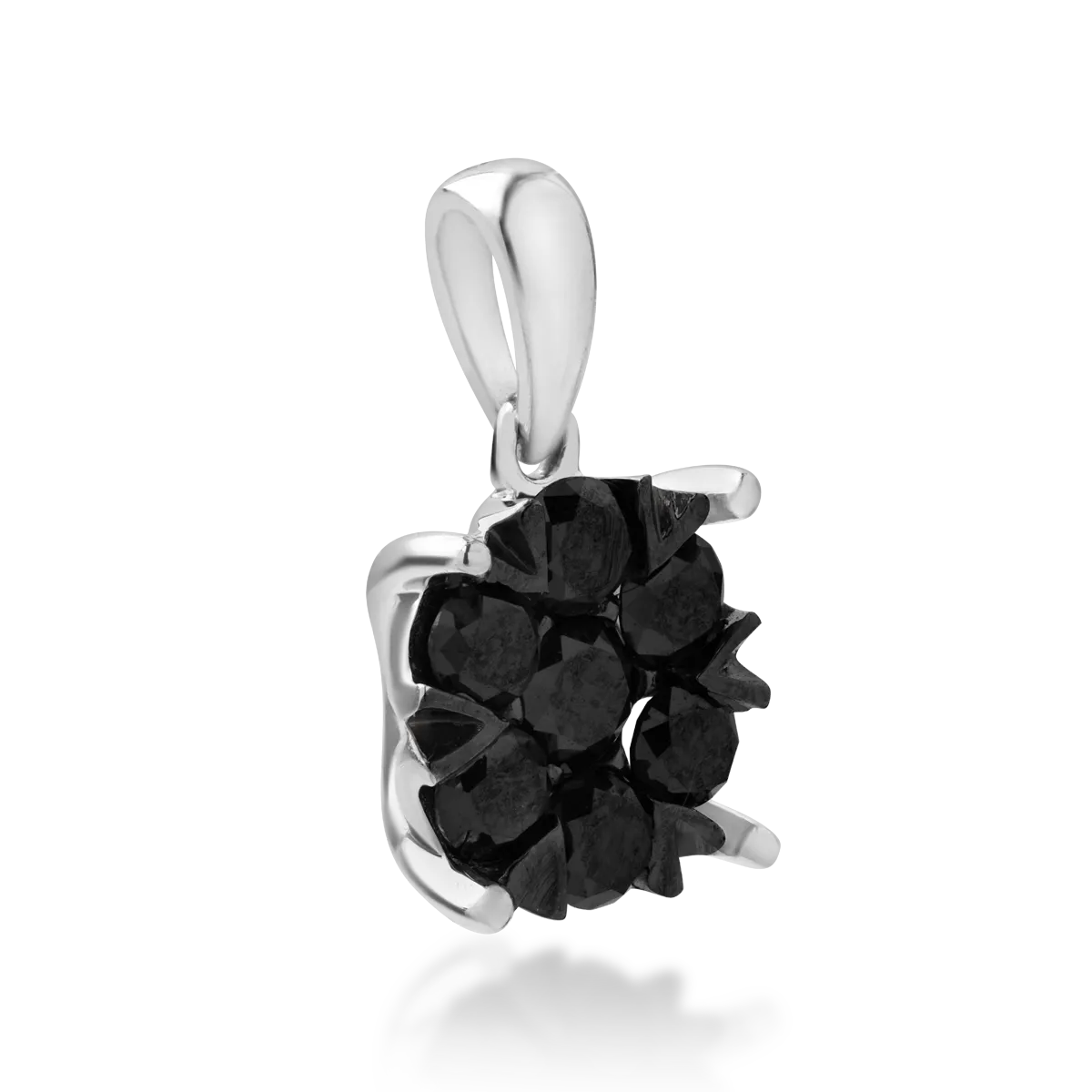 18K бял златен медальон с черни диаманти от 0.594ct