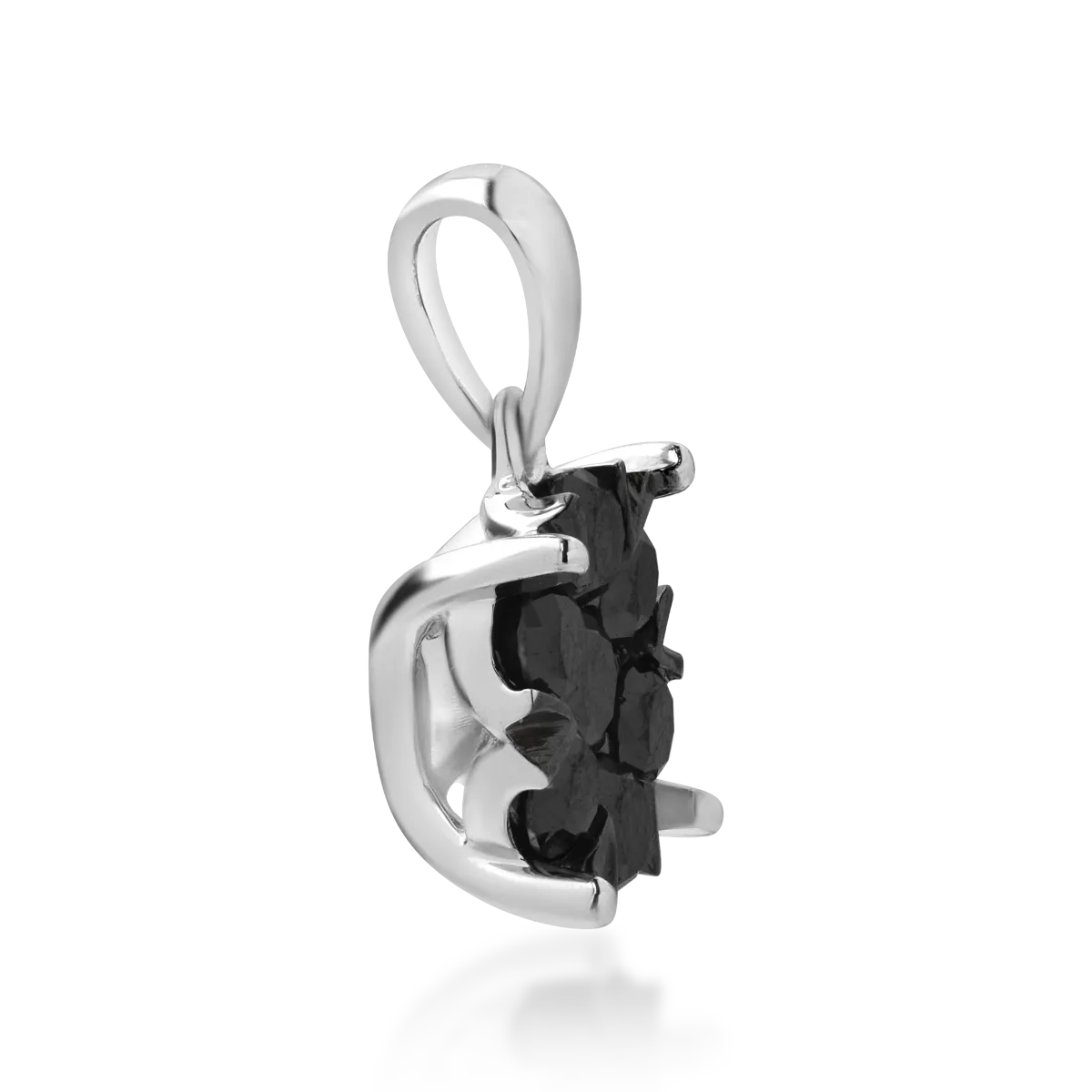 18K бял златен медальон с черни диаманти от 0.594ct