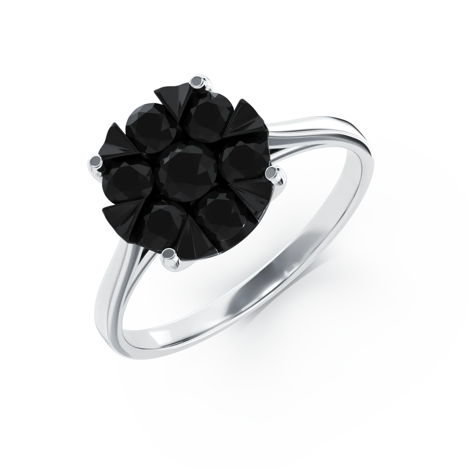 18 karátos fehérarany eljegyzési gyűrű 0.388 karátos fekete gyémántokkal