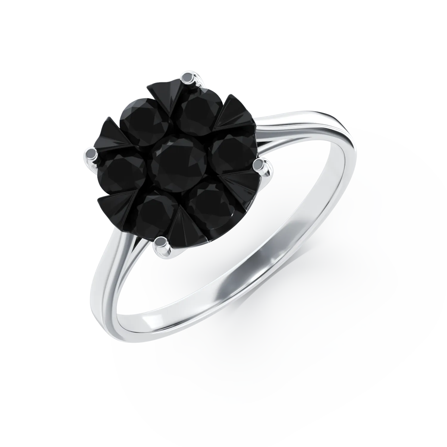Inel de logodna din aur alb cu diamante negre de 0.388ct