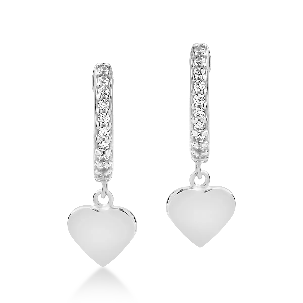 14K white gold heart earrings