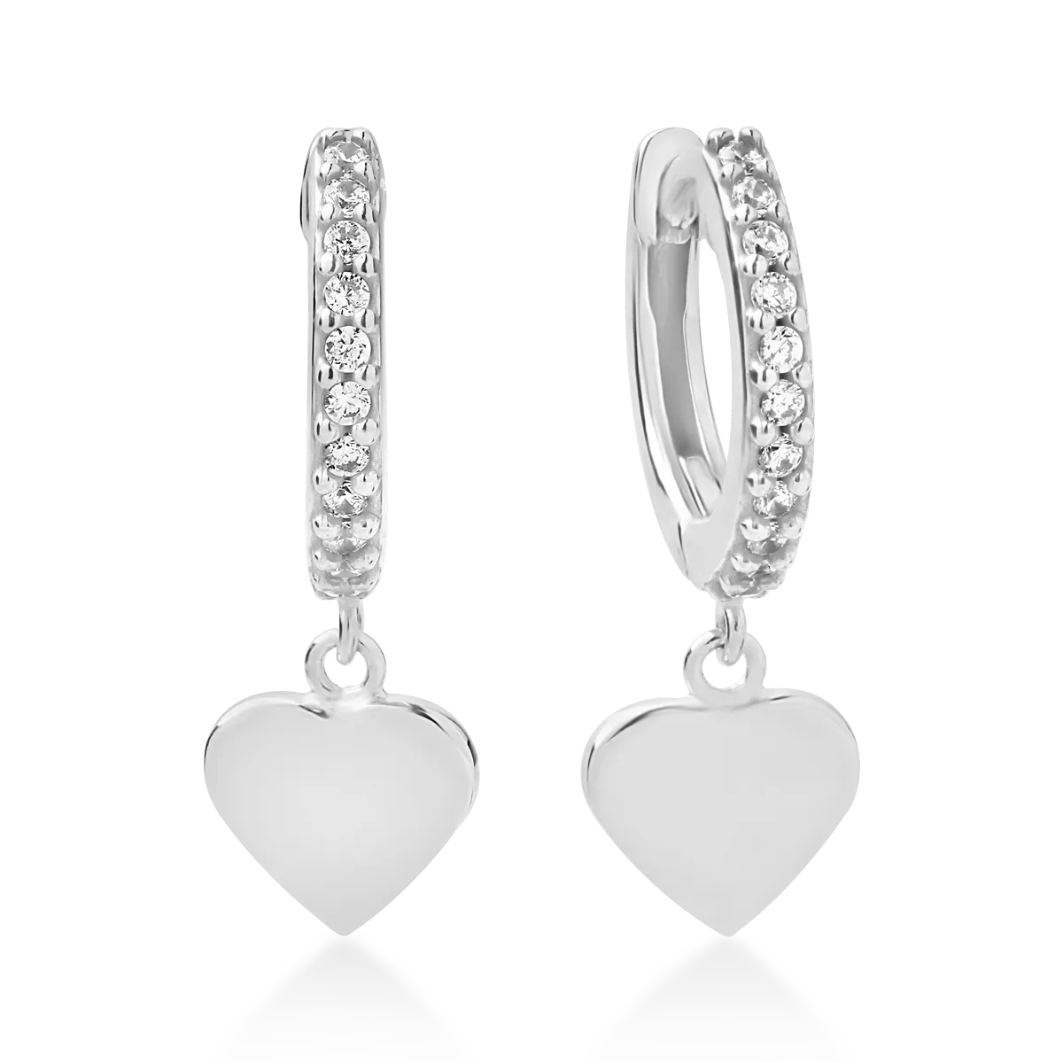 14K white gold heart earrings